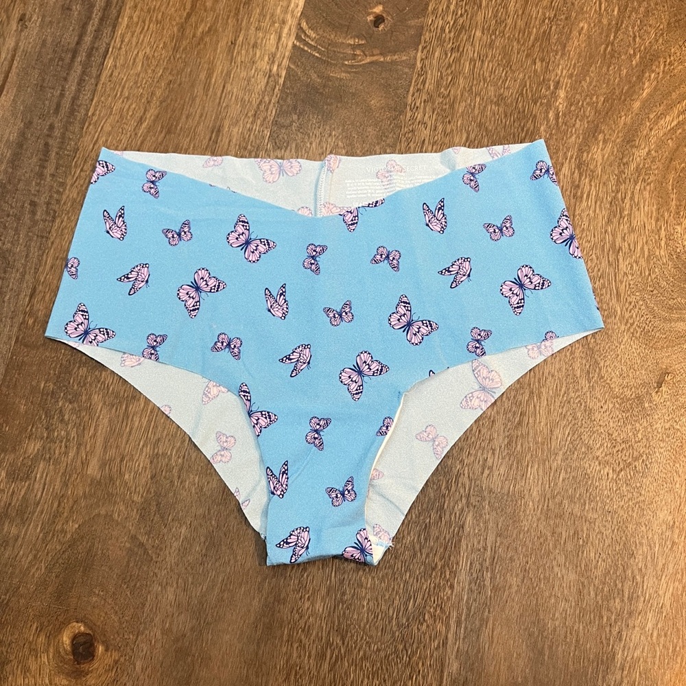 NEW Victoria’s Secret Sexy illusion Blue Butterfly no show Cheeky Panties large